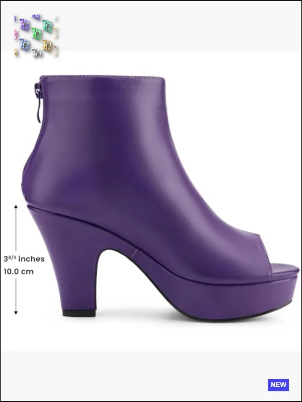 Peep Toe Ankle Boots Chunky Heel Platform Back Zip Booties